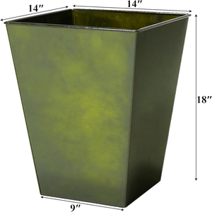 Worth Garden <b>Large</b> Metal Glazed Floor <b>Planter</b> Set of 2 Luxurious Glossy Finish Green Tall Square Tapered Metal <b>Planters</b> - Product Image 5