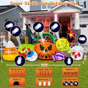 10 FT decorazioni da cortile all'aperto di Halloween fantasma di zucca Combo con arco gonfiabile a LED festivo decorazioni da giardino di Halloween - Product Image 5