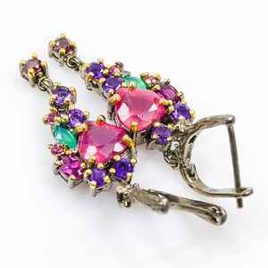 Pendientes de Aro con Rubí Rosa Natural en Forma de Corazón, Plata de Ley 925, Certificados por IGI, Diseño Clásico, Regalo de Aniversario o Boda - Product Image 1