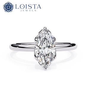 Custom Lab Grown Diamond Engagement <b>Ring</b> Marquise Solitaire Gold IGI Certified for Women - Product Image 1