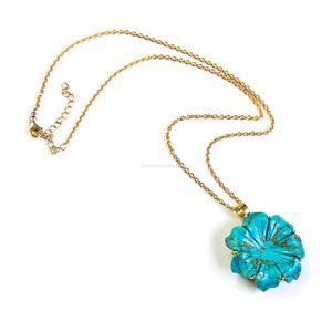 Colgante de flor de turquesa de cobre AAA tallado a mano, collar de flor de cristal para mujer, colgante de piedra preciosa para fabricación de joyas al por mayor - Product Image 3