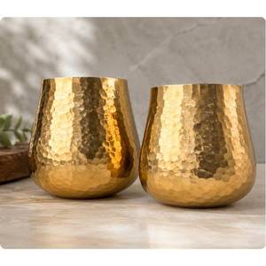Vente exclusive - Pot de plante écologique pour intérieur/extérieur, élégant, finition dorée, en laiton, avec trou de drainage, pour la décoration de la maison et du jardin - Product Image 1