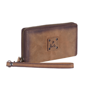 Cartera de mano tipo pulsera para mujer Oil Pull Up, de cuero genuino, con bloqueo RFID, cremallera completa, tarjetero y monedero, forro de PVC vintage - Product Image 4