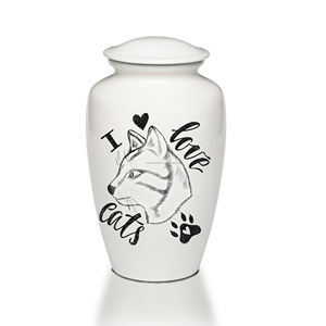 Urna para mascotas de estilo americano de 7 pulgadas de alta calidad, Memorial funerario clásico brillante blanco con logotipo de gato bonito, precio de fábrica - Product Image 6