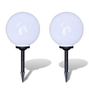 Juego de 2 luces de jardín con forma de bola, blancas y brillantes, con tubo negro de plástico PP, iluminación elegante para jardín - Product Image 2