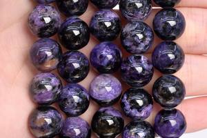 ลูกปัดชารอยต์สีเข้มจากรัสเซีย ของแท้จากธรรมชาติ รูปทรงกลม ร้อยเป็นเส้นครึ่งเส้น ขนาด 7.5 นิ้ว จำหน่ายจำนวนมาก - Product Image 6