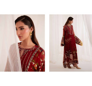 Ssumaira <b>Present</b> Omara festive <b>eid</b> collection by Nureh Embroidered Embellished silk & chiffon jacquard collection Anarkali - Product Image 3