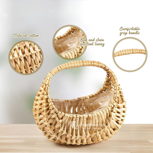 Panier à fleurs en rotin avec poignée, paniers de rangement en osier petits et grands pour la décoration intérieure et les cadeaux - Product Image 4