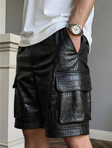 Pantalones Cortos Cargo de Piel Vacuna Hechos a Mano para Hombre, con Cordón Ajustable, Transpirables, Estilo Urbano de Lujo, Piel Única - Product Image 5