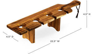 Bandeja de Madera de Acacia para Degustación de Vinos, con Capacidad para 4 Copas, Apta para Lavavajillas, Sin Acabado, para Degustación de Vinos y Servicio de Bar - Product Image 2
