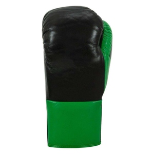Gants de boxe professionnels en cuir noir et vert à lacets pour adultes, équipement d'entraînement d'arts martiaux AI-BG-010 - Product Image 2