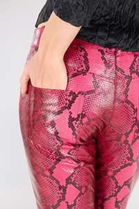 Pantalon en cuir imprimé serpent pour femmes grandes tailles, coupe large, longueur intégrale, tenue de scène, personnalisable OEM - Product Image 2