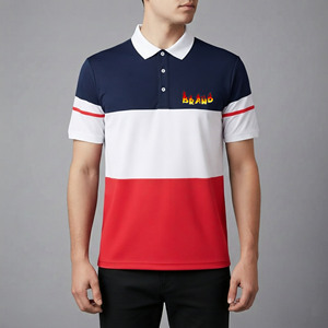 เสื้อโปโลแขนสั้นผู้ชาย คอปก แต่งสีตัดกัน ปักโลโก้ ผ้าฝ้ายถัก สไตล์พรีปปี้ ทรงปกติ - Product Image 4