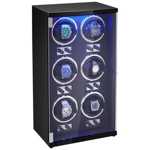 Super silenzioso giapponese Mabuchi Motors Watch Winder 6 uomini orologi meccanici automatici da donna nero guscio blu luce LED - Product Image 1