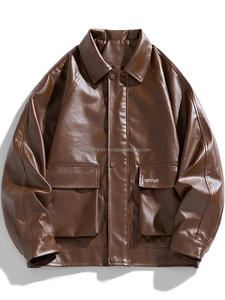 แจ็กเก็ตหนังนิ่มสำหรับผู้ชายเสื้อผ้าแฟชั่นเสื้อแจ็คเก็ตหนังแขนยาวแบบใหม่ล่าสุดแบบปรับได้ - Product Image 6