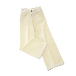 Jeans de Mezclilla de Cintura Alta y Pierna Ancha con Ribete de Encaje para Mujer – Pantalones Casuales de Estilo Coreano Vintage para Streetwear – Jeans de Moda con Dobladillo de Encaje 2025 - Product Image 6