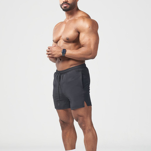 Shorts pour hommes à taille élastique, couleur unie, séchage rapide, décontractés, taille mi-haute, en tissu polyester tricoté - Product Image 2
