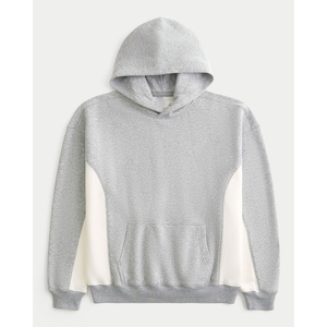 Sweat-shirt à capuche surdimensionné personnalisé en tissu épais, avec empiècements latéraux bicolores, style vintage, fermeture éclair, pour homme, avec logo personnalisé - Product Image 1