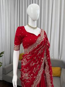 <b>Women</b> Premium Designer <b>Saree</b> <b>For</b> Wedding Reception Party Festival Celebration Traditional Ethnic Wear Elegant Fashion Style - Product Image 3