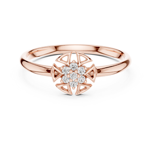 Bague Fleur Flocon de Neige en Or Rose avec Diamant de Laboratoire pour Femme – Bijou de Fiançailles, Mariage, Promesse, Cadeau - Product Image 2