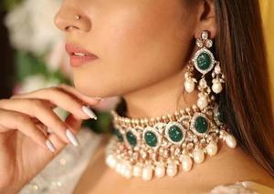 Premium Quality New Luxury Gold Plated Brass Choker Necklace Earrings Set Women's Trendy Engagement Daily Wear Parties Weddings - Product Image 3