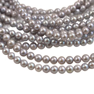 Collar de Perlas Redondas de Lino Gris Hechas a Mano, de 5-6 mm, Perlas Sueltas de Agua Dulce, Perlas Naturales de Agua de Mar, Planas - Product Image 5