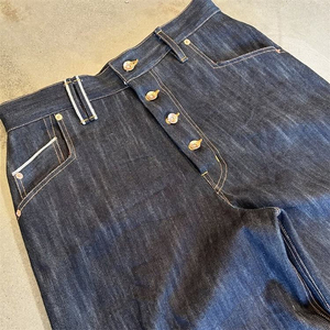Pantalones Vaqueros Negros de Mezclilla Cruda 100% Algodón, Anchos, Extra Grandes, con Bordado, para Hombre - Product Image 3