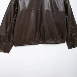 Chaqueta Bomber de Invierno para Mujer con Cierre de Cremallera, Piel de Oveja, Cuero Vacuno, Tejido Transpirable de Lana, Chaqueta de Motocicleta - Product Image 3