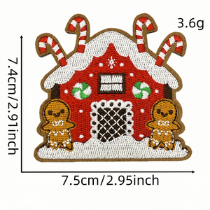 Christmas Gingerbread House Embroidered <b>Applique</b> <b>Patch</b> for Apparel - Product Image 3