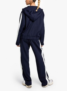 Custom New Fashionable Training Jogging Set Wholesale Winter Fleece Sports Contrast Side <b>Strip</b> Zipper Women Two Piece Set - Product Image 5