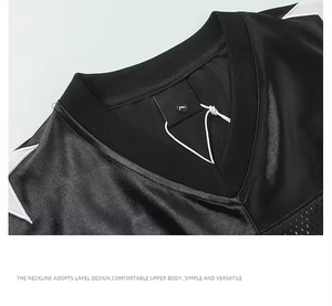 เสื้ออเมริกันฟุตบอล คอวี แขนสั้น สีดำ ผ้าตาข่าย 72 แบบซับลิเมชั่น ยูนิเซ็กซ์ ระบายเหงื่อได้ดี กระชับรูป ระบายอากาศได้ดี - Product Image 2