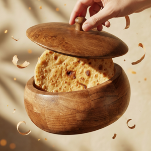 Boîte à chapati ronde classique en bois naturel haut de gamme, fabriquée à la main, antiadhésive - Product Image 4