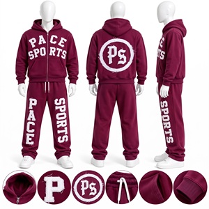 Conjunto deportivo de dos piezas para hombre, color gris ceniza, con sudadera con capucha y cremallera frontal, pantalones deportivos holgados, con parches bordados y textura de toalla, para invierno. - Product Image 5