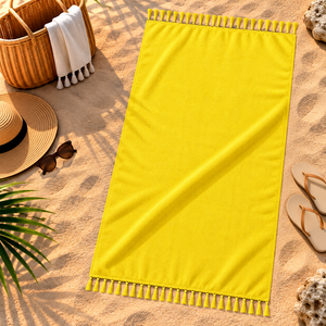 Serviette de plage turque unie, écologique, 100% coton biologique, serviettes Fouta en tissu éponge pour la plage au meilleur prix - Product Image 5