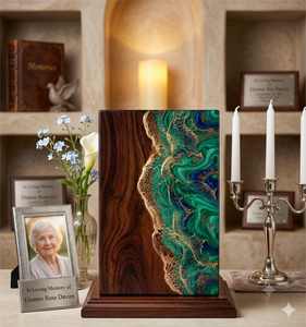 <b>Memorial</b> Tribute <b>Plaque</b> Decorative Remembrance Sign Wood Grain Blue Green Art Panel for Grave Garden Tribute Display - Product Image 2