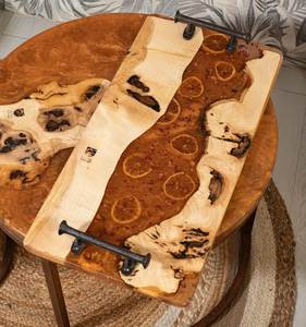Emerald River Wood & Resin Minimalist Serving Tray Handmade <b>Epoxy</b> with Handles Luxury Artisan Home Decor for Wedding - Product Image 2