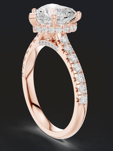 Bague de fiançailles en or rose avec diamant de laboratoire taille cœur, design solitaire romantique, sertie à griffes, luxe, plaqué rhodium, or massif 14K - Product Image 2