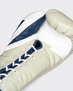 Guantes de Boxeo Blancos y Azules con Cordones, de Piel Vacuna Auténtica, para Entrenamiento Profesional de Muay Thai, Gran Venta - Product Image 5