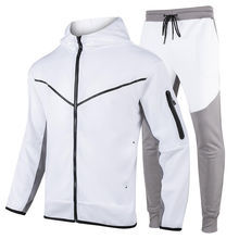 Ensemble de survêtement sportif pour hommes adultes, hiver, éco-responsable, uni, à capuche, personnalisé, pour l'entraînement athlétique, la gym, le fitness, vêtements de sport décontractés - Product Image 3