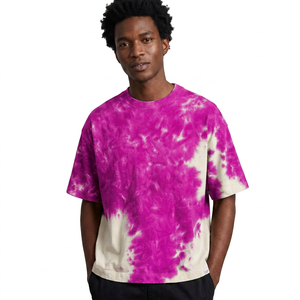 Camiseta de punto para hombre Oem Sunfade, 100% algodón, oversize, ecológica, de secado rápido, a rayas, tie-dye, manga corta, transpirable - Product Image 3
