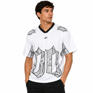Y2K Streetwear Snake Pattern American Football Jersey <b>Men</b>’s Oversized V Neck Sports Shirt Premium Polyester Fashion Teamwear OEM - Product Image 1