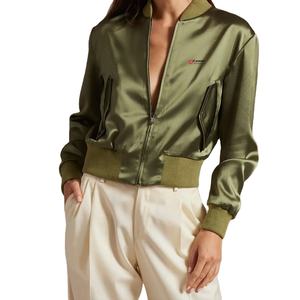 Buen material Chaquetas de bombardero de satén para mujer Precio barato mejor material Servicio ODM fabricante superior para chaquetas Varsity de satén - Product Image 4