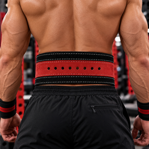 Ceinture de musculation en cuir rouge Rhino Fitness, protection de base, soutien lombaire réglable pour adultes - Product Image 5