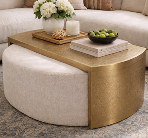 Antique Brass <b>Coffee</b> <b>Table</b> with Modern Rectangle Style Heavy Metal Top Luxury Handcrafted Living Room Furniture for Home Dining - Product Image 5