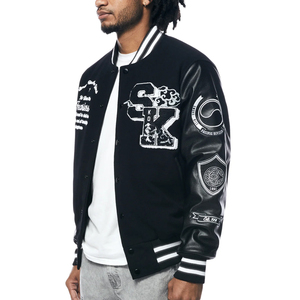 Custom High Quality Streetwear Embroidery Patchwork <b>Varsity</b> <b>Jacket</b> Men Leather Sleeve <b>Vintage</b> Unisex Letterman Bomber <b>Jacket</b> - Product Image 5
