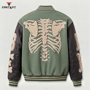 Veste de baseball en toile avec patch en chenille personnalisé, logo personnalisé, tendance, pour hommes, hiver - Product Image 2
