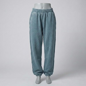 400gsm French Terry Cotton Heavyweight Mid Sweatpants Vintage Garment Dyed Dusty Blue for Edge Seam <b>Oversized</b> <b>Joggers</b> Men - Product Image 1