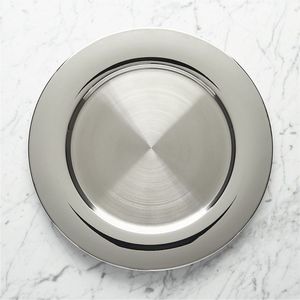 Luxury Silver Metal Charger Plate Wholesale Round Stainless Steel Dinner Plate for Wedding <b>Party</b> <b>Table</b> Decoration Event Decor - Product Image 1