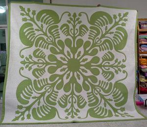 Custom Monstera Hawaiian Quilt Botanical Hand Quilted Cotton Bedspread With Tropical Leaf Applique For <b>Queen</b> King Bedding - Product Image 2