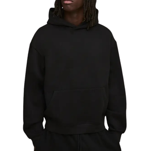 Sweat-shirt à capuche structuré sans cordon pour homme, col montant, coupe ample, poche kangourou, style décontracté, fabricant OEM - Product Image 1